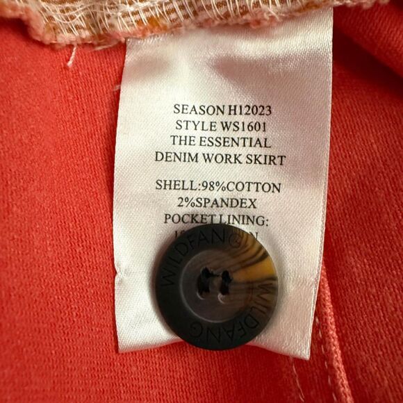 Wildfang "The Essential Denim Work Skirt" Coral Utility Cargo Skirt, NEW Size 1X - Picture 6 of 8